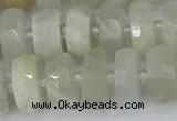 CRB811 15.5 inches 6*12mm faceted rondelle grey moonstone beads