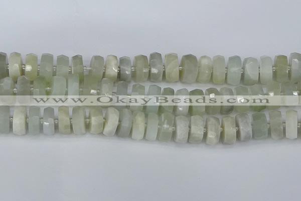 CRB813 15.5 inches 8*16mm faceted rondelle grey moonstone beads