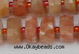 CRB819 15.5 inches 7*12mm faceted rondelle orange moonstone beads