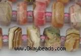 CRB835 15.5 inches 7*12mm faceted rondelle rhodochrosite beads