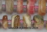 CRB836 15.5 inches 8*14mm faceted rondelle rhodochrosite beads