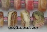 CRB838 15.5 inches 8*18mm faceted rondelle rhodochrosite beads