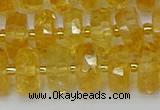 CRB844 15.5 inches 8*14mm faceted rondelle citrine beads