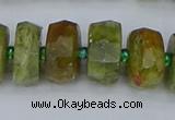 CRB851 15.5 inches 7*12mm faceted rondelle green garnet beads