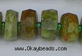 CRB852 15.5 inches 8*14mm faceted rondelle green garnet beads