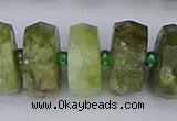 CRB854 15.5 inches 8*18mm faceted rondelle green garnet beads