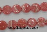 CRC106 15.5 inches 12mm flat round natural argentina rhodochrosite beads