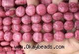 CRC1062 15.5 inches 14mm flat round rhodochrosite beads