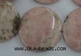 CRC158 15.5 inches 30mm flat round Argentina rhodochrosite beads