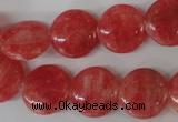 CRC24 15.5 inches 16mm flat round dyed rhodochrosite gemstone beads