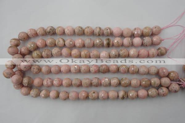 CRC455 15.5 inches 14mm faceted round Argentina rhodochrosite beads