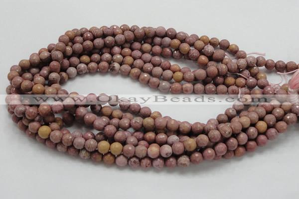 CRC58 15.5 inches 8mm faceted round rhodochrosite gemstone beads