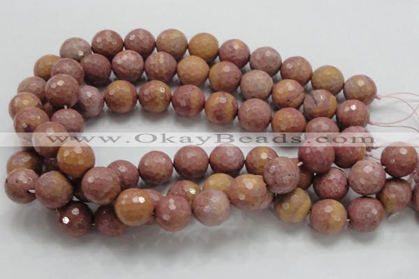 CRC62 15.5 inches 16mm faceted round rhodochrosite gemstone beads