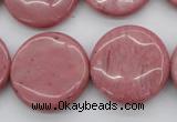 CRC694 15.5 inches 25mm flat round rhodochrosite beads wholesale