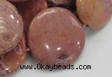 CRC76 15.5 inches 30mm flat round rhodochrosite gemstone beads