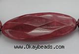 CRC862 15.5 inches 25*50mm faceted oval Brazilian rhodochrosite beads