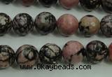 CRD14 15.5 inches 10mm faceted round rhodonite gemstone beads