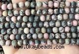 CRD31 15.5 inches 6mm round matte rhodonite beads wholesale