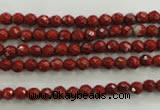 CRE151 15.5 inches 4mm faceted round red jasper beads wholesale