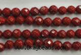 CRE152 15.5 inches 6mm faceted round red jasper beads wholesale