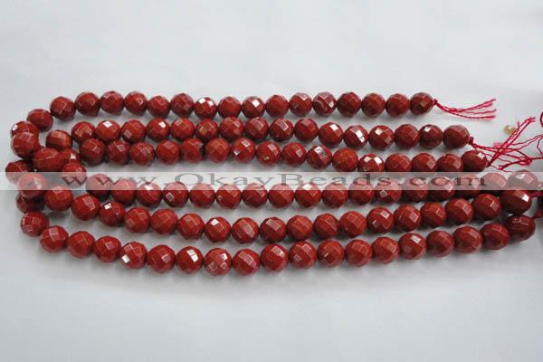 CRE154 15.5 inches 10mm faceted round red jasper beads wholesale