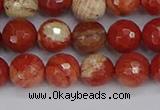 CRE332 15.5 inches 8mm faceted round red jasper beads