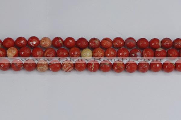 CRE333 15.5 inches 10mm faceted round red jasper beads