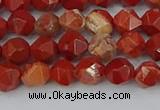 CRE345 15.5 inches 6mm faceted nuggets red jasper beads