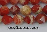 CRE346 15.5 inches 8mm faceted nuggets red jasper beads