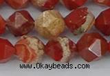 CRE348 15.5 inches 12mm faceted nuggets red jasper beads