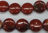 CRE35 15.5 inches 14mm flat round red jasper beads wholesale