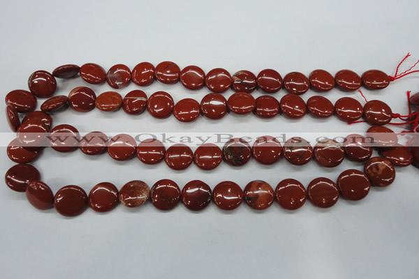 CRE35 15.5 inches 14mm flat round red jasper beads wholesale