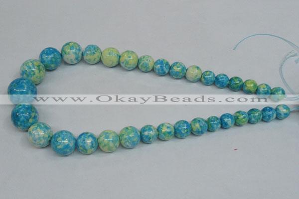 CRF112 15.5 inches 10mm - 20mm round dyed rain flower stone beads