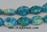 CRF124 15.5 inches 10*14mm oval dyed rain flower stone beads