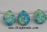 CRF148 Top-drilled 13*18mm flat teardrop dyed rain flower stone beads