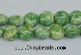 CRF196 15.5 inches 10mm flat round dyed rain flower stone beads