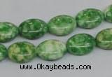 CRF204 15.5 inches 10*14mm oval dyed rain flower stone beads