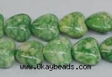 CRF212 15.5 inches 14*14mm heart dyed rain flower stone beads