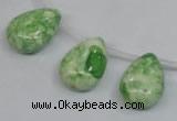 CRF228 Top-drilled 13*18mm flat teardrop dyed rain flower stone beads