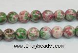 CRF23 15.5 inches 8mm round dyed rain flower stone beads wholesale