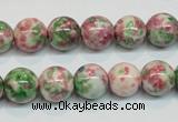 CRF25 15.5 inches 12mm round dyed rain flower stone beads wholesale