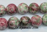 CRF26 15.5 inches 14mm round dyed rain flower stone beads wholesale