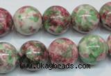 CRF27 15.5 inches 16mm round dyed rain flower stone beads wholesale