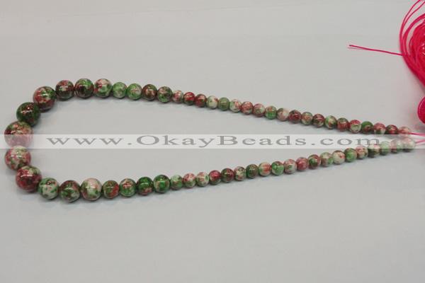 CRF30 15.5 inches multi sizes round dyed rain flower stone beads wholesale