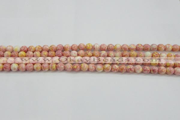 CRF314 15.5 inches 4mm round dyed rain flower stone beads wholesale