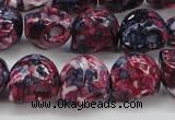 CRF364 15.5 inches 11*12mm skull dyed rain flower stone beads