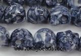 CRF367 15.5 inches 11*12mm skull dyed rain flower stone beads