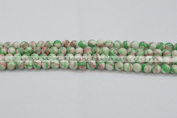 CRF382 15.5 inches 8mm round dyed rain flower stone beads wholesale