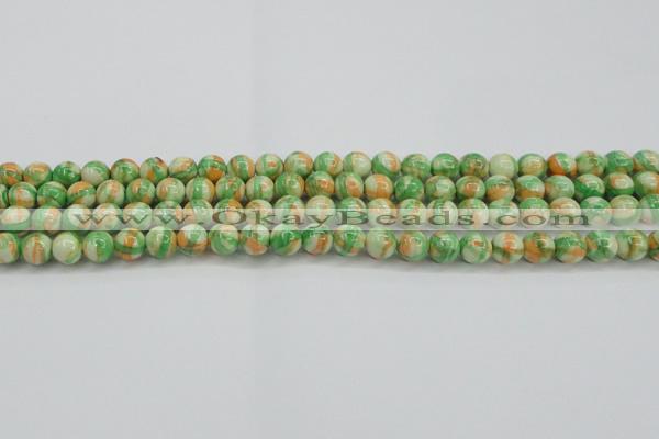 CRF417 15.5 inches 6mm round dyed rain flower stone beads wholesale