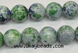 CRF47 15.5 inches 14mm round dyed rain flower stone beads wholesale